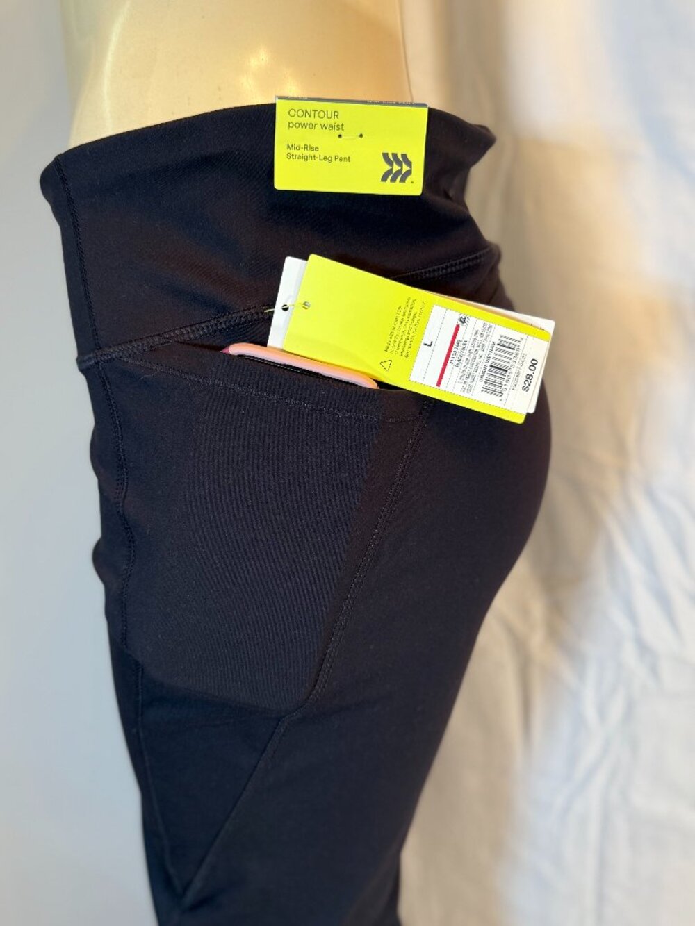 All in Motion Midrise straight leg Black pants women's L w/pockets New with Tags